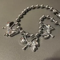 Y2K グランジ リボン ボールチェーン チョーカーネックレス　2