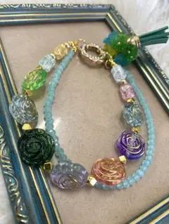 ハンドメイド ローズモチーフ 携帯アクセサリー