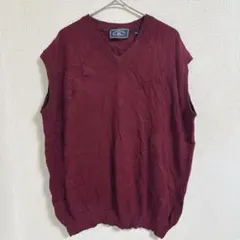 NAVIGARE メリノウール ニットベスト XXXL ワインレッド Vネック