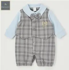 ベビー キッズ フォーマル チェック柄服 ロンパース 入園式 80