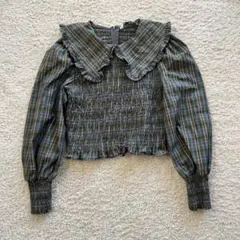 ZARA ピーターパン襟 チェック トップス Sサイズ