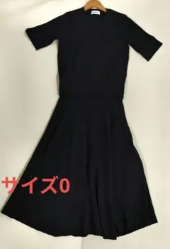 Mila Owen ニット セットアップ サイズ0 黒 半袖 五分袖 リブ