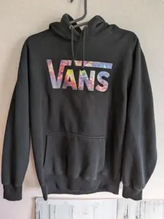 VANSブラックパーカー（染み込み）レインボー