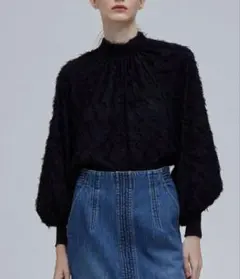 極美品✨ BEIGE, ベイジ　22AW　長袖ブラウス　洗える　濃紺　XL相当 EVA / ハイネックロングスリーブブラウス （シャツ・ブラウス）｜BEIGE