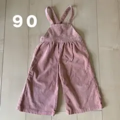 ピンク コーデュロイサロペット ワイドパンツ