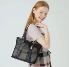 極美品✨ ブルーレーベルクレストブリッジ メッシュ トートバッグ 巾着付き