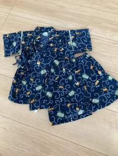 ネイビー 甚平 昆虫柄 80