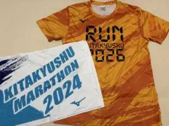 Mizuno マラソンシャツ XL 北九州マラソン2026タオル2024付きのサムネイル