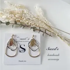 ▪ゴールド シルバーフープチャーム×メタルチャームピアス／イヤリング