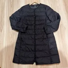 Ｌ　ユニクロ　ウルトラライトダウン　ブラック ロング　ノーカラー　極美品