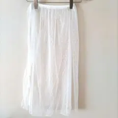 ホワイト ドット柄 レースラップスカート 巻きスカート