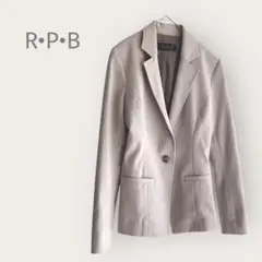 R•P•B 【2】テーラードジャケット　ベージュ　開襟　化繊　オフィスカジュアル