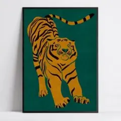 アート　ポスター　虎　レトロ　ミッドセンチュリー　ギフト　リビング　新生活　A3