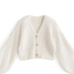 パールボタンシャギーニットカーディガン[kz118]