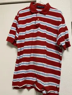 古着好き必見！　NAUTICA 赤/白/青 ストライプ ポロシャツ