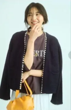 ジャスグリッティー　パール付ニットジャケット