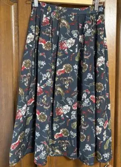 スカート 花柄 ロングスカート グレーネイビー 花柄スカート ネイビーのサムネイル
