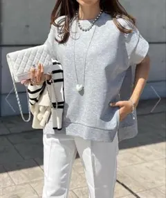 Emma Taylor サイド ZIPクルーネックプルオーバー　ライトグレーのサムネイル