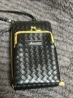 Monrenton 編み込みデザイン スマホショルダーバッグ