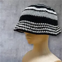 バケットハット　クラッシャーハット　クロシェハット　編み物　ハンドメイド