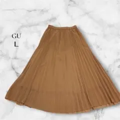 【ジーユー】GU プリーツスカート ウエストゴム Lサイズ ブラウン