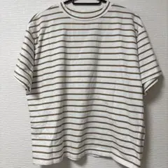 23区 ボーダー 半袖カットソー ホワイト×ブラウン ビッグシルエットのサムネイル