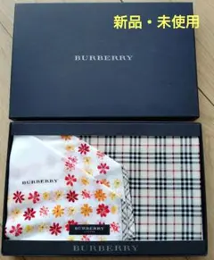 ★新品・未使用★ BURBERRY レディースハンカチ 箱入り 2枚セット