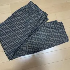 美品 FENDI FF柄 総柄パンツ ブラウン モノグラム ズッカ柄 金ボタン