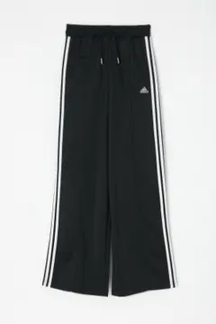 adidas × MOUSSY ブラック ワイドパンツ ストライプ
