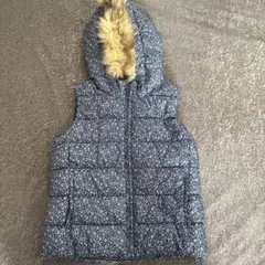 GapKids 花柄 フード付き中綿ベスト XL 記名なし