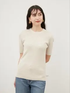 ハーフスリーブオーガニックリブニットプルオーバー リブニット Mila owen