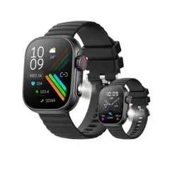 【新品】スマートウォッチ 【黒】iOS とAndroid対応　体温測定可