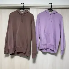 ブラウン・ラベンダー フード付きパーカー