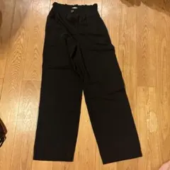 ZARA 黒 ワイドパンツ ゴムウエスト