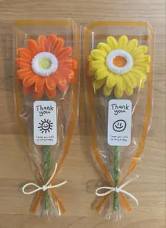 モールフラワー＊ガーベラブーケ＊枯れない花束＊2本＊オレンジ＊イエロー＊お祝い＊