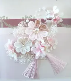 桜とつまみ細工　髪飾り　他の髪飾りに混ぜても☆　卒業式　成人式　入学式