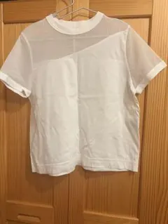 ホワイト メッシュ切り替え 半袖Tシャツのサムネイル