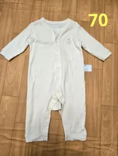 ユニクロ　フライスカバーオール　70cm オフホワイト　白クマ