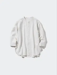 オフホワイトストライプ 七分袖シャツ