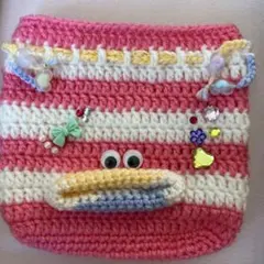 かぎ針編み ストライプポーチ