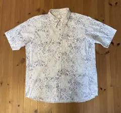 UJ 半袖シャツ L 花柄 ホワイト/パープル