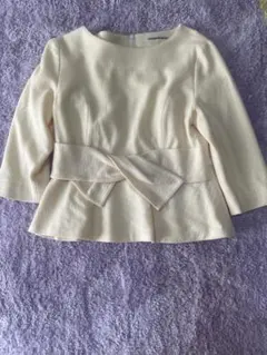 アイボリー ペプラム 五分袖 トップス
