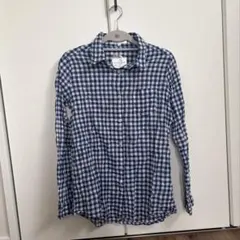 新品タグ付き⭐︎THE SHOP TK ギンガムチェック長袖シャツ ネイビーブルー