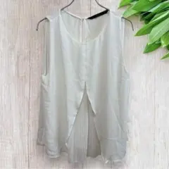 ZARA ザラ カットソー ブラウス ノースリーブ プリーツ 透け感 シフォン