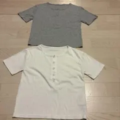 リブ ヘンリーネック Tシャツ Sサイズ 2枚セット