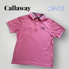 Callaway メンズ ピンクポロシャツ ロゴ入り Mサイズ