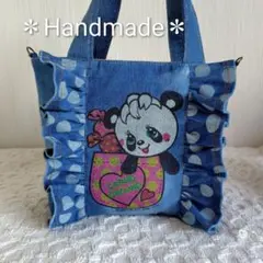 デニムリメイク ころころバッグ お揃いminiころチャーム付き P-2