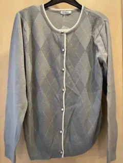 新品未使用✳︎グレー ダイヤモンド柄 カーディガン Lサイズ