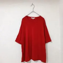 UNIQLO :C ボクシーニットT ウォッシャブル 半袖 L レッド