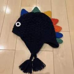 恐竜デザイン ニット帽 ネイビー